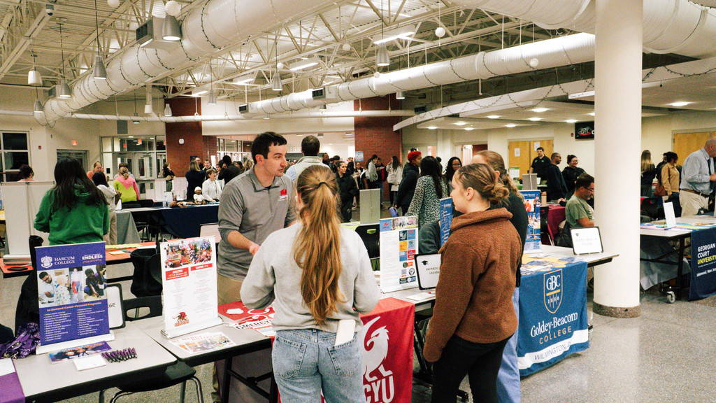 Parents and students attending the WTHS College Fair on March 6, 2026