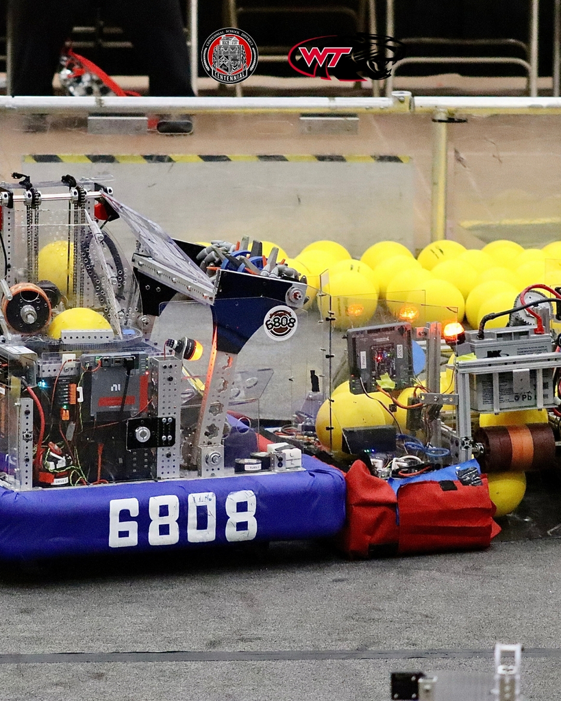 WTHS Robotics team robot during its first season competition