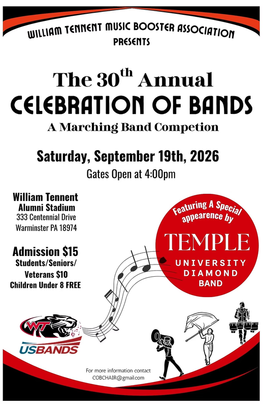 30th Annual Celebration of Bands — Support the William Tennent Marching Band!