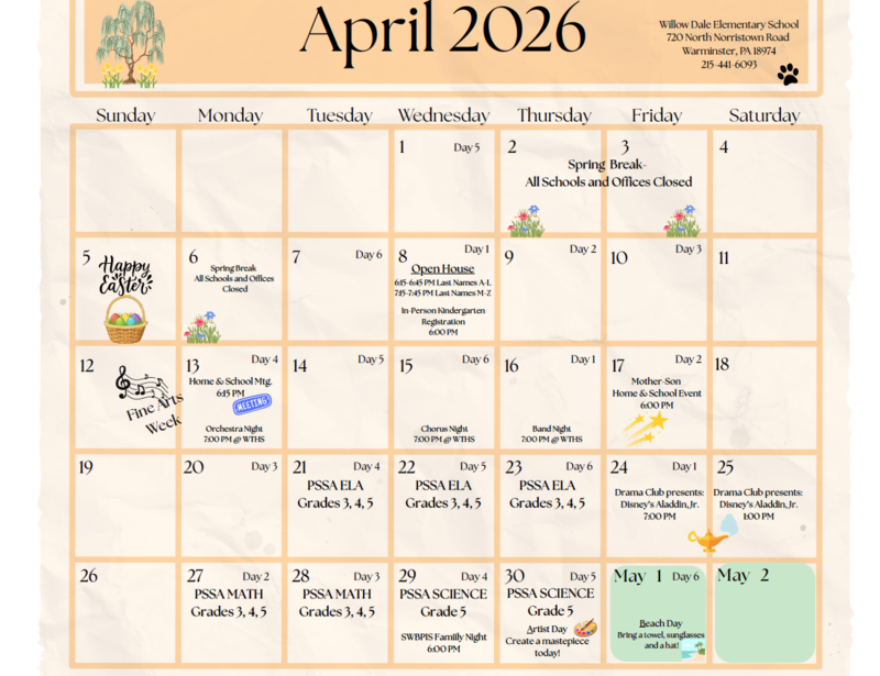 April 2026 School Calendar