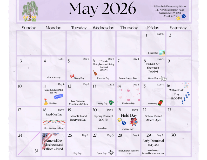 May 2026 School Calendar