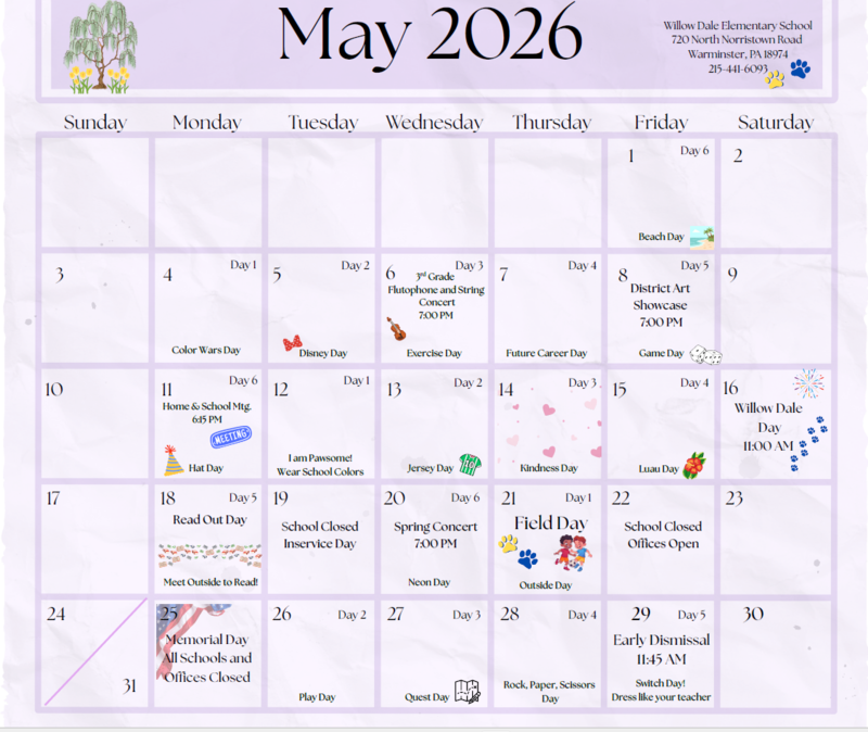 May 2026 School Calendar