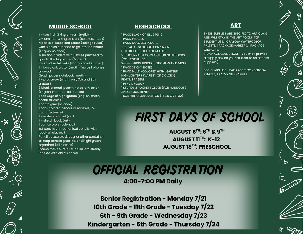 School Rams School Supply List 2 