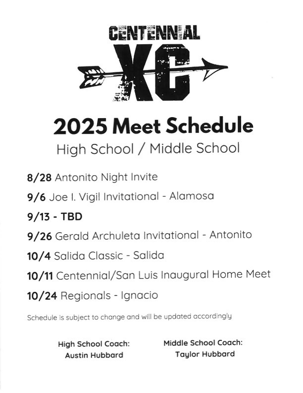Cross Country Schedule