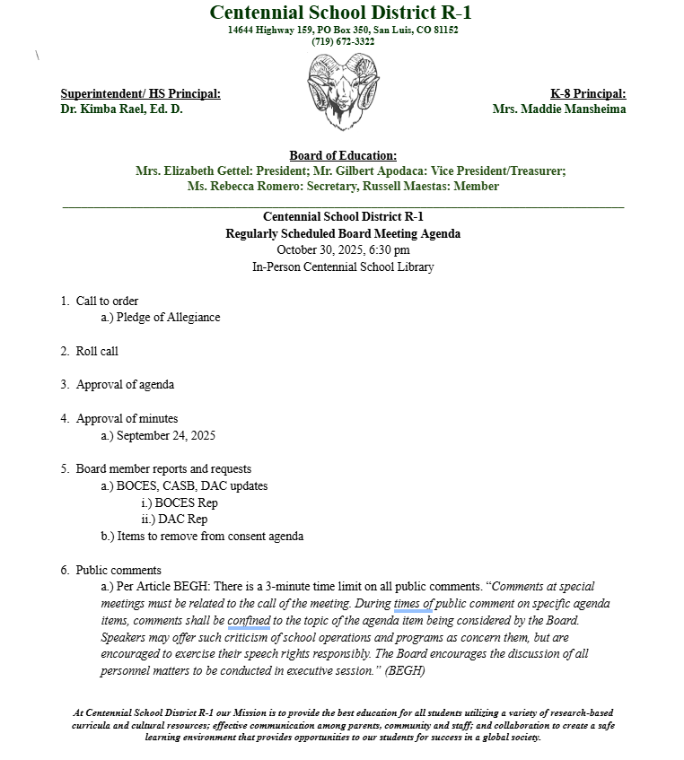 Board Meeting Agenda Page 1