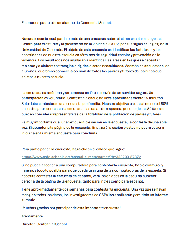 Parent Survey Spanish