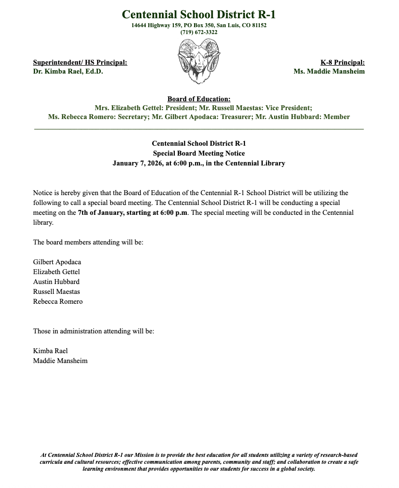 Special Board Meeting Notice_Jan 7 2026