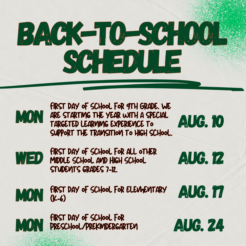 Back to School Schedule