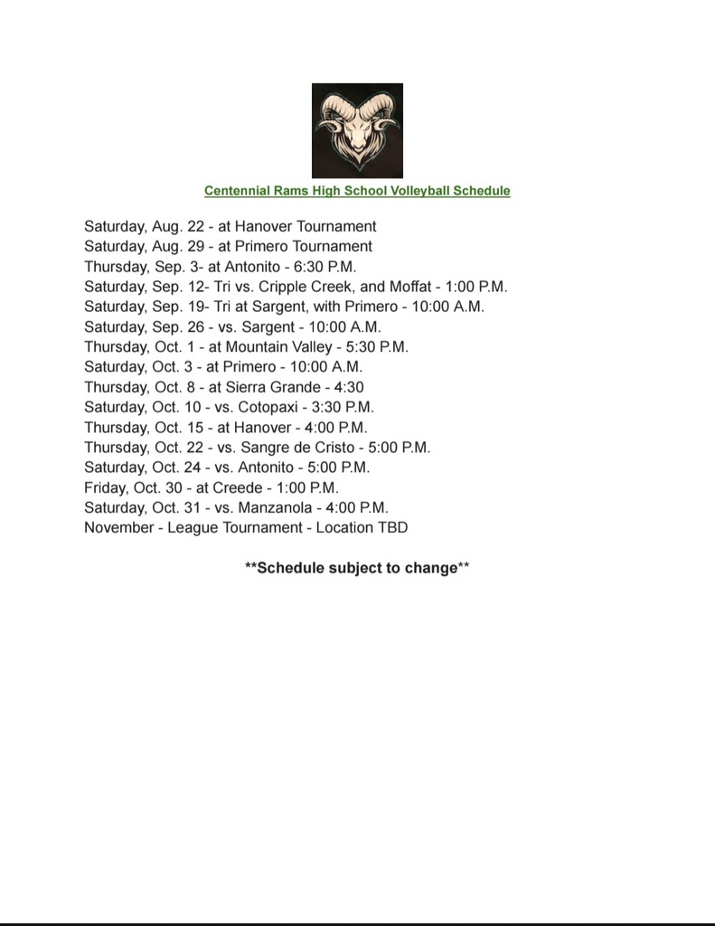updated volleyball schedule