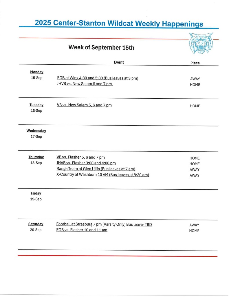 weekly happenings