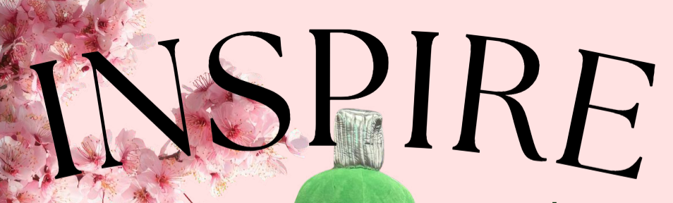 INSPIRE magazine title with pink flowers