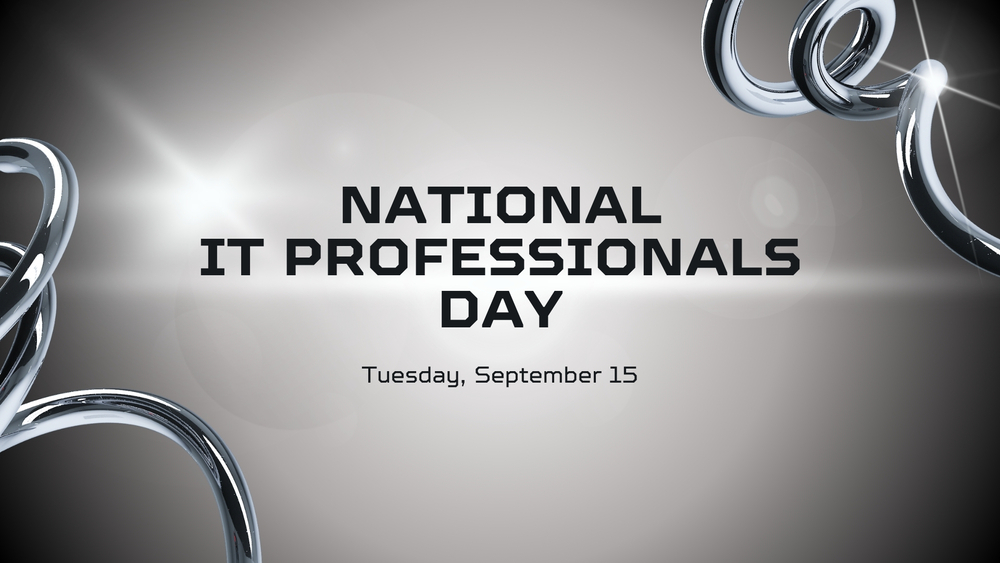 gray background with metal rings message says National IT Professionals Day