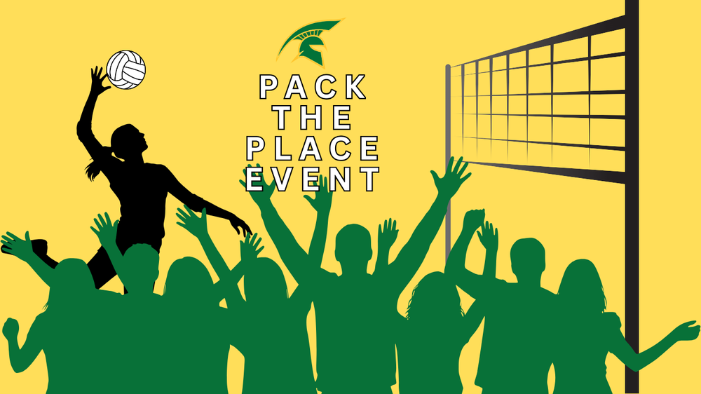 girl playing volleyball with crowd