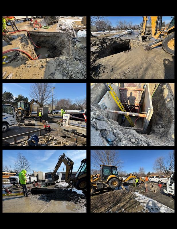 water line break repair photos