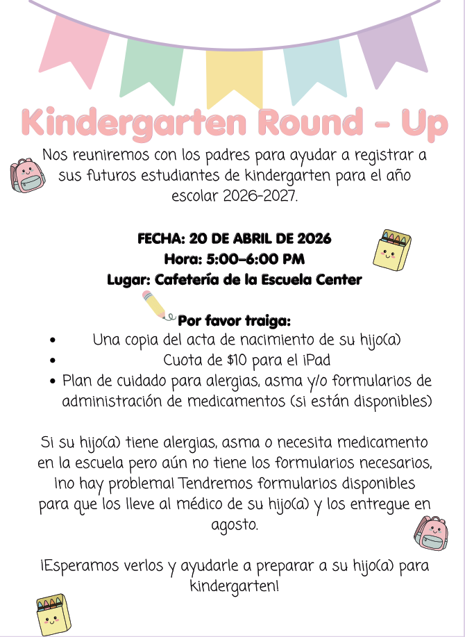 Kindergarten Round- Up flyer