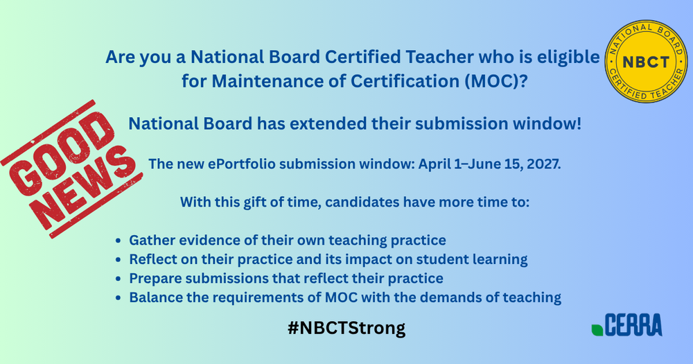 Nationao Board Extends submission window for Maintenance of Certification