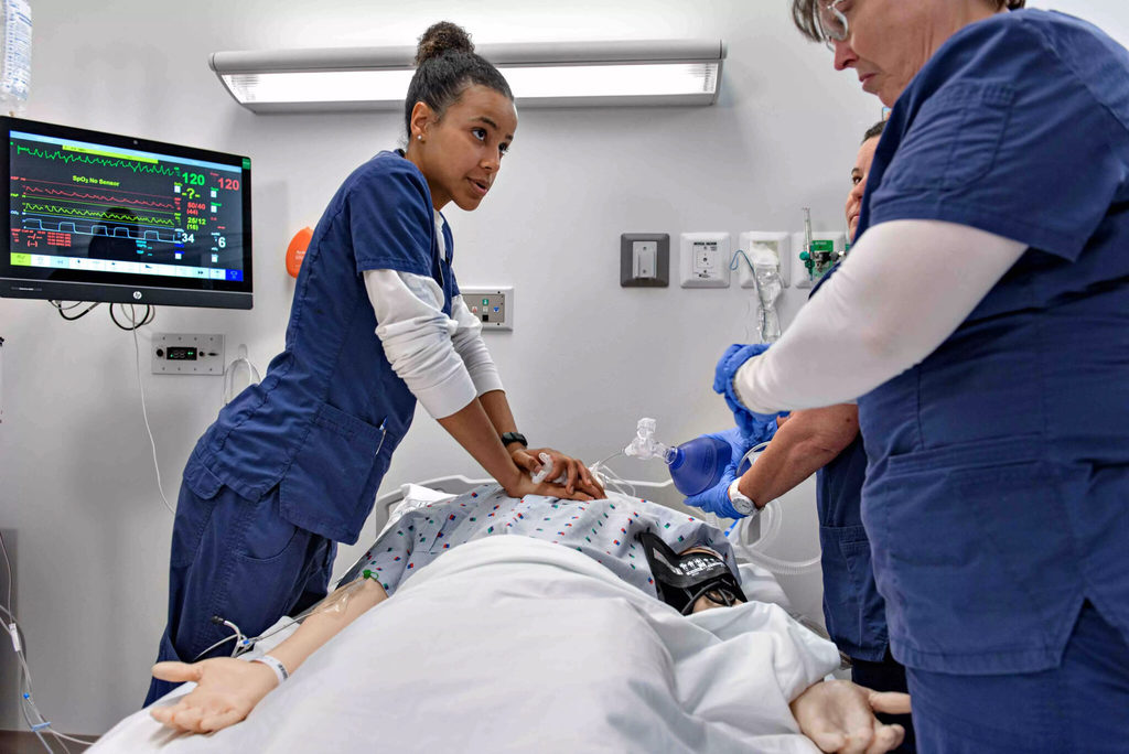 Nursing students at Midlands Technical College participate in classroom simulations as part of their college coursework. (provided by SC Technical College System)