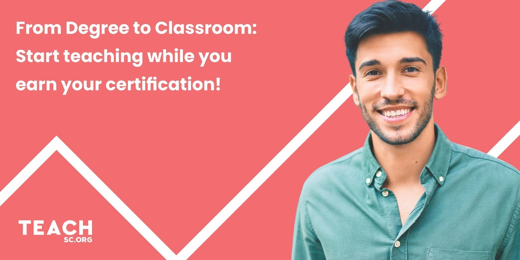 Young male student with a beard. From degree to classroom: Start teaching while you earn your certification.