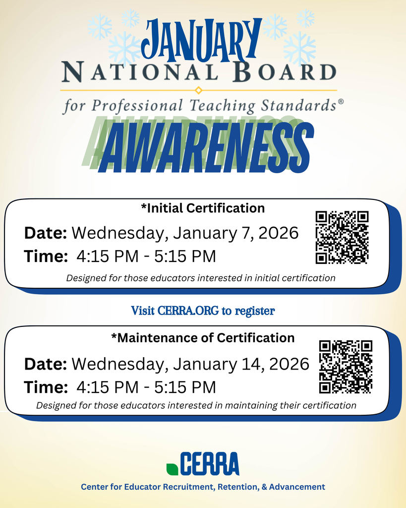 National Board Webinars on January 7th and January 14th, 2026