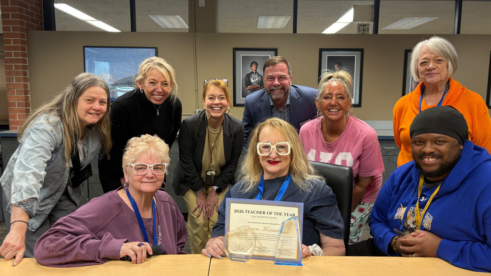 Teacher of the Year Maureen Kramanak with her team at CHS.