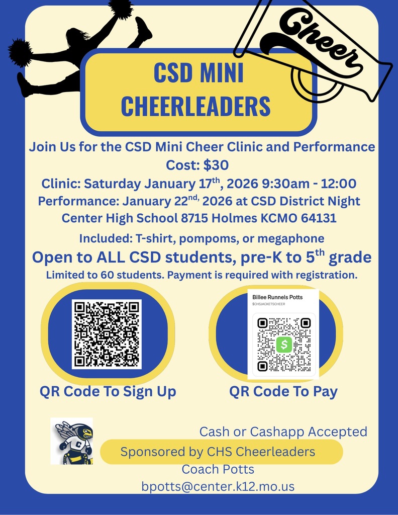 Join us for the CSD Mini Cheer Clinic and Performance.