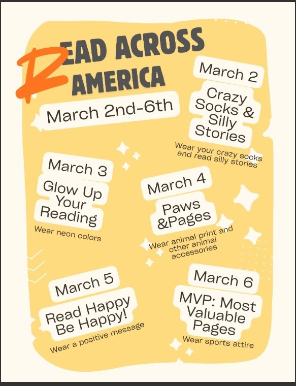 Read Across America Spirit Week, March 2-6