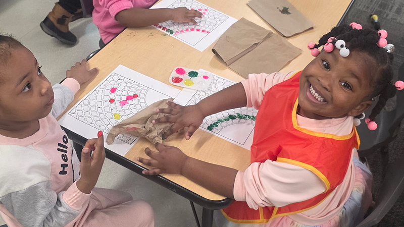Yellowjacket Early Learning Center students create colorful artwork to celebrate Black History Month.