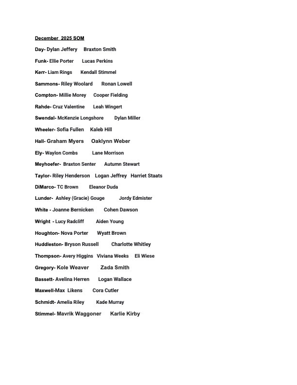 December student of the month