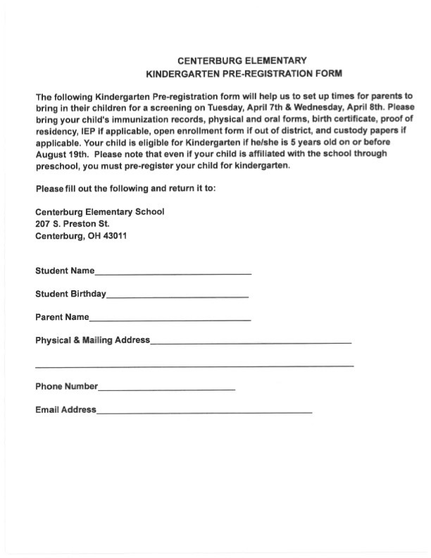 KG Pre-registration form for 26-27