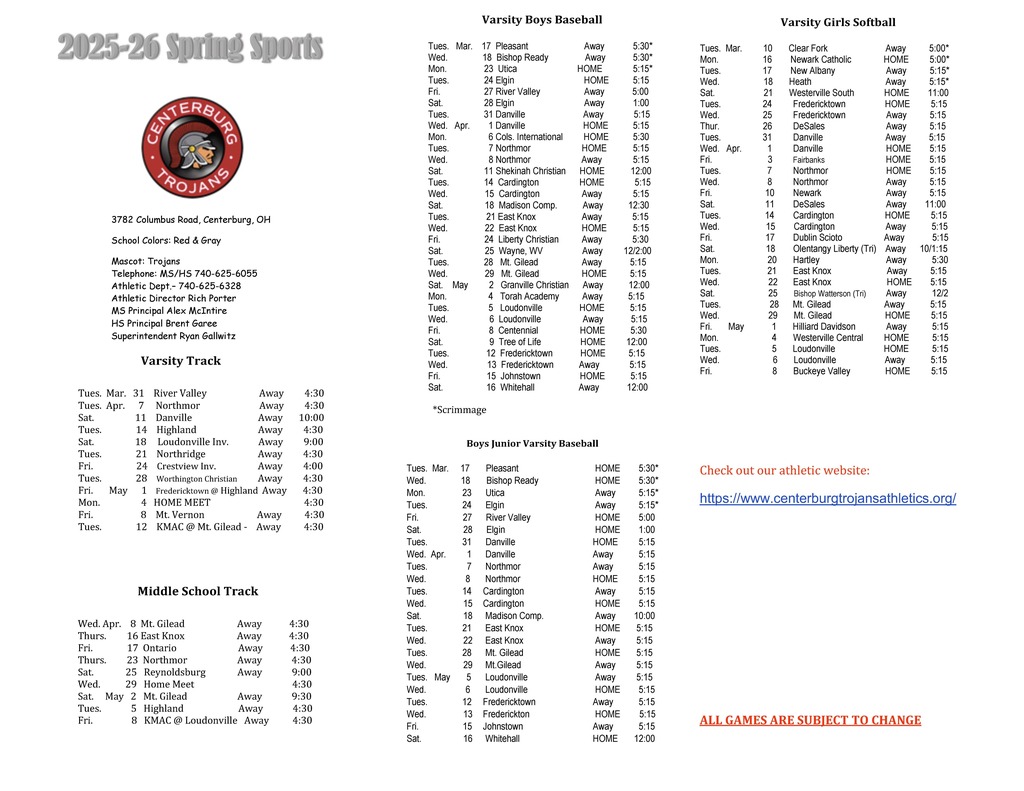 2025-2026 Sports Schedule 