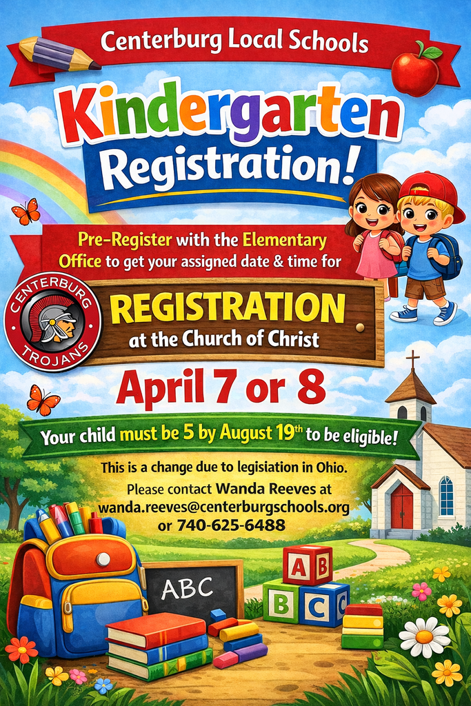 Kindergarten registration announcement for Centerburg
