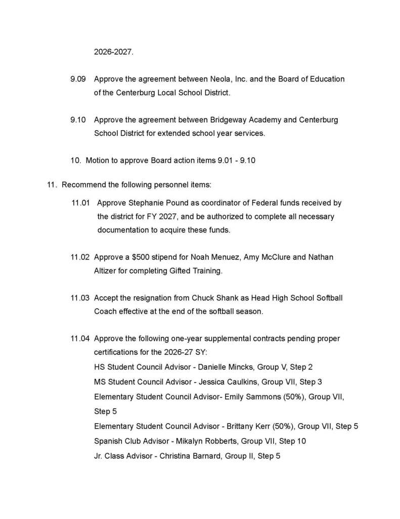June 2026 Agenda
