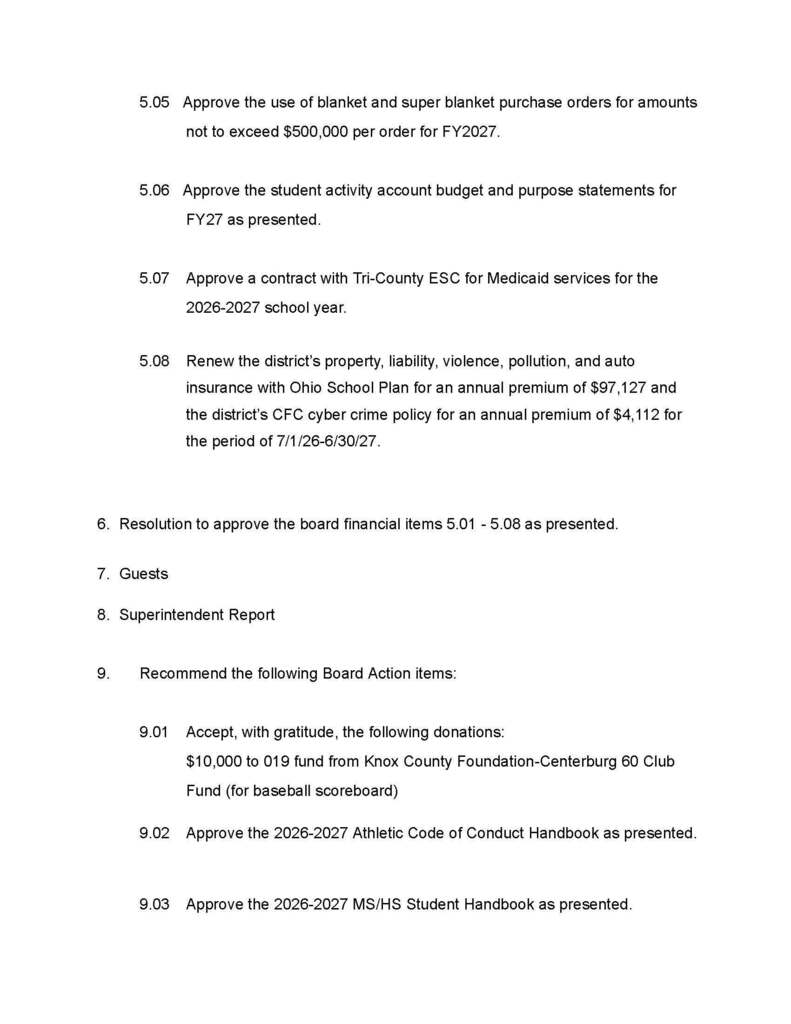 July Agenda