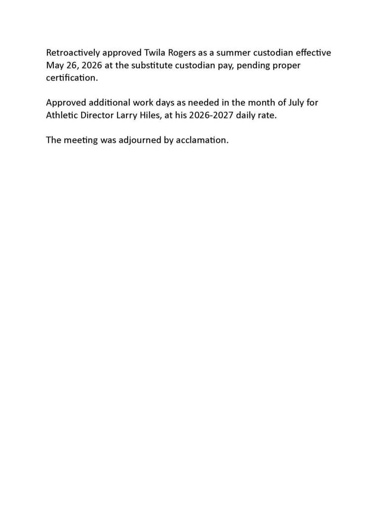 Centerburg Board of Education July Update