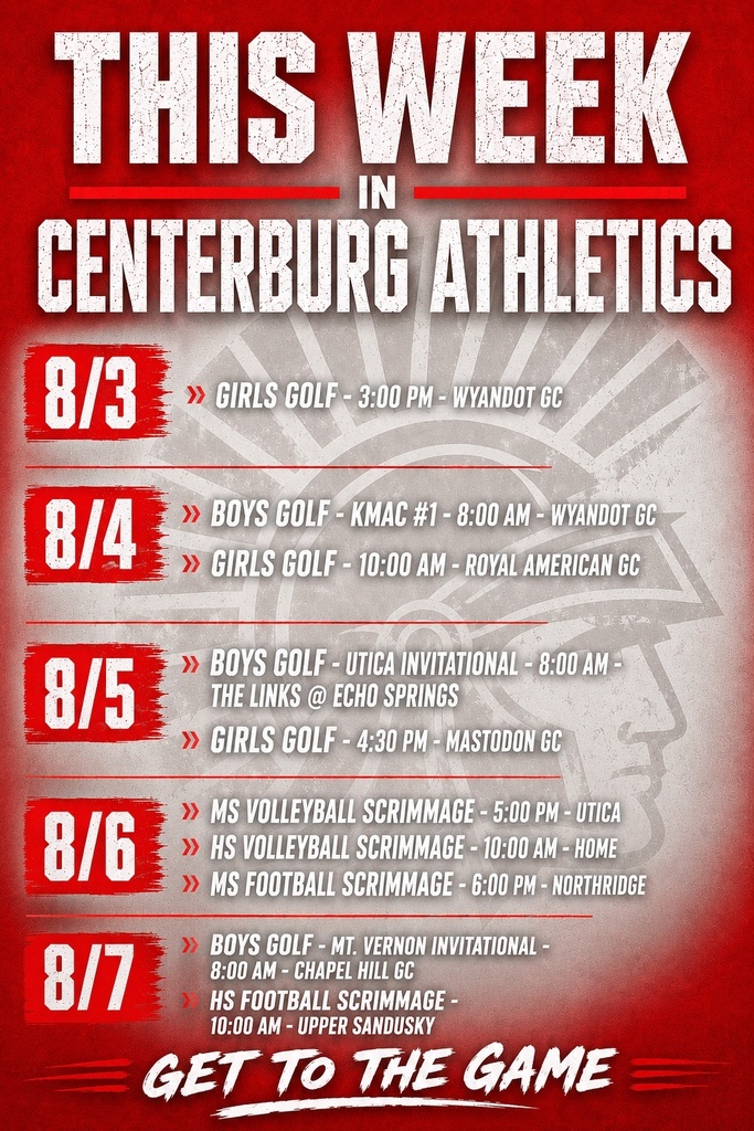 Athletic Schedule 8/3-8/7