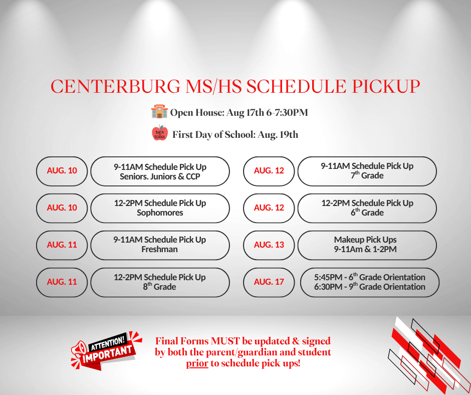 MS/HS Schedule Pickup!