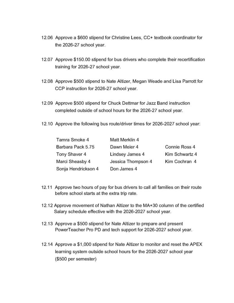 August School Board Agenda