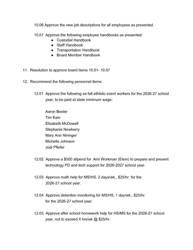 August School Board Agenda