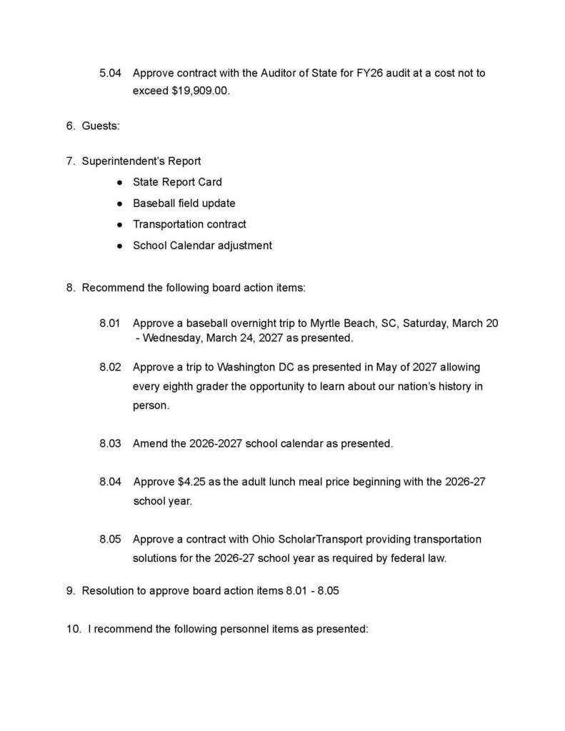 September Agenda