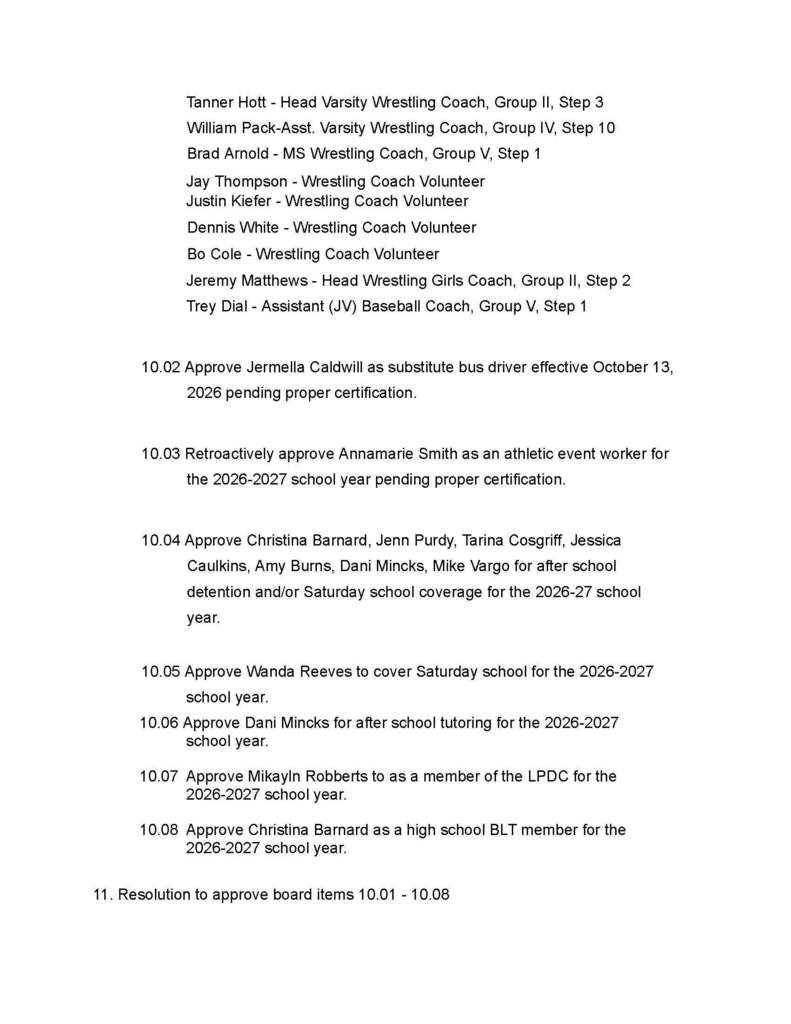 October Agenda Board Meeting