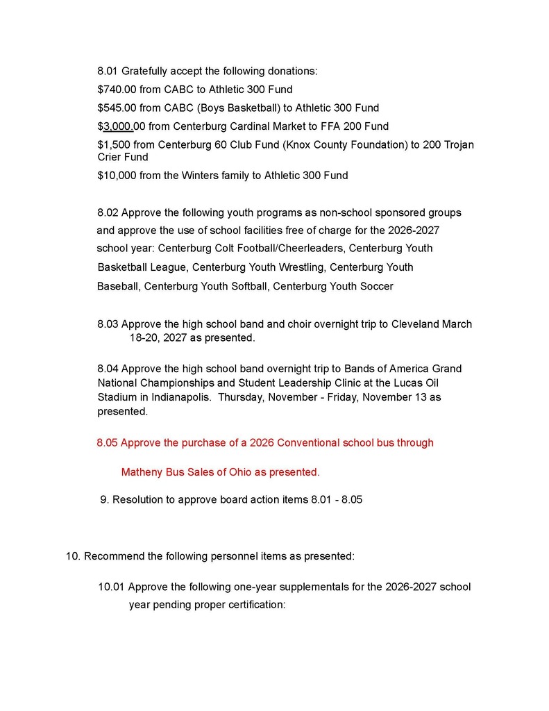 October School Board Agenda