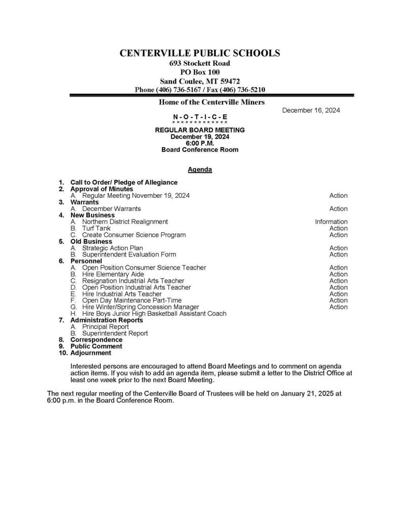 reg board agenda dec 19, 2024
