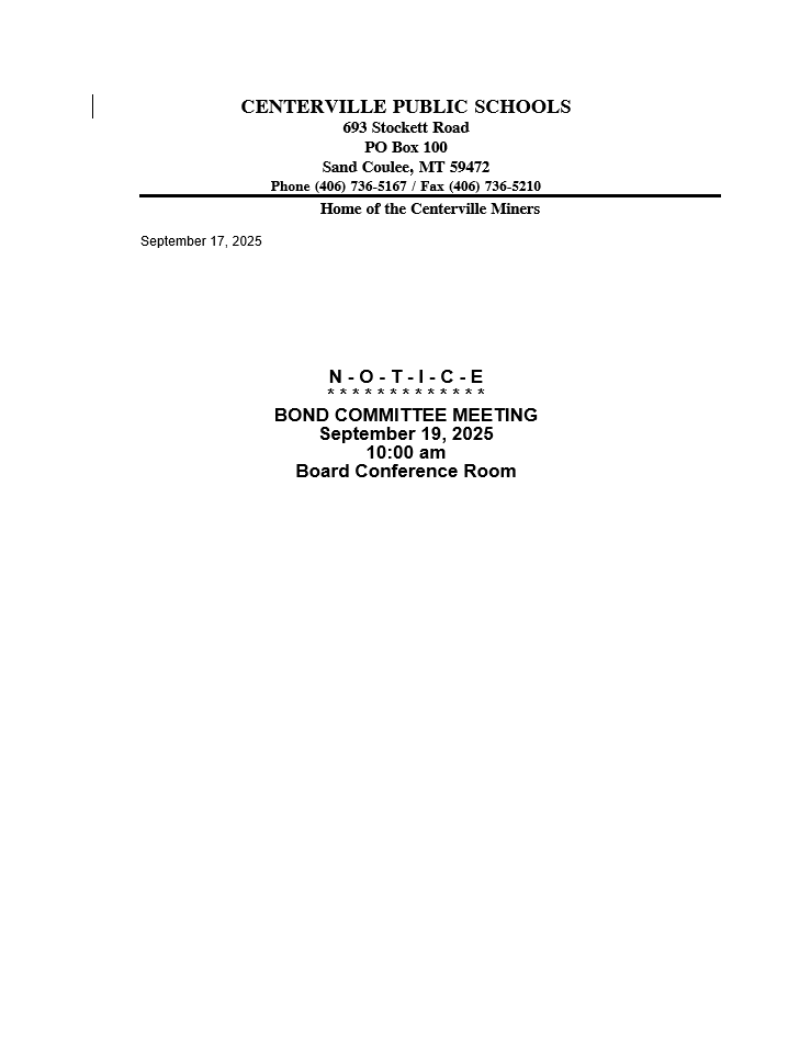 Bond Committee Meeting