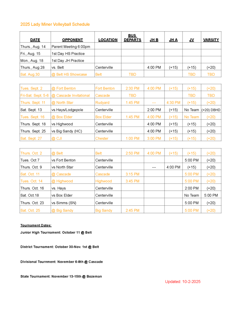 volleyball schedule