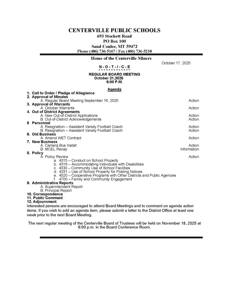 school board agenda 10-21-25