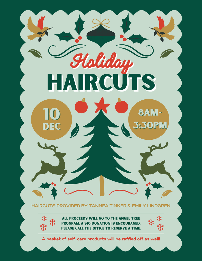 doves, holly, ornaments, Christmas tree with star topper, reindeer, feathers, snowflakes