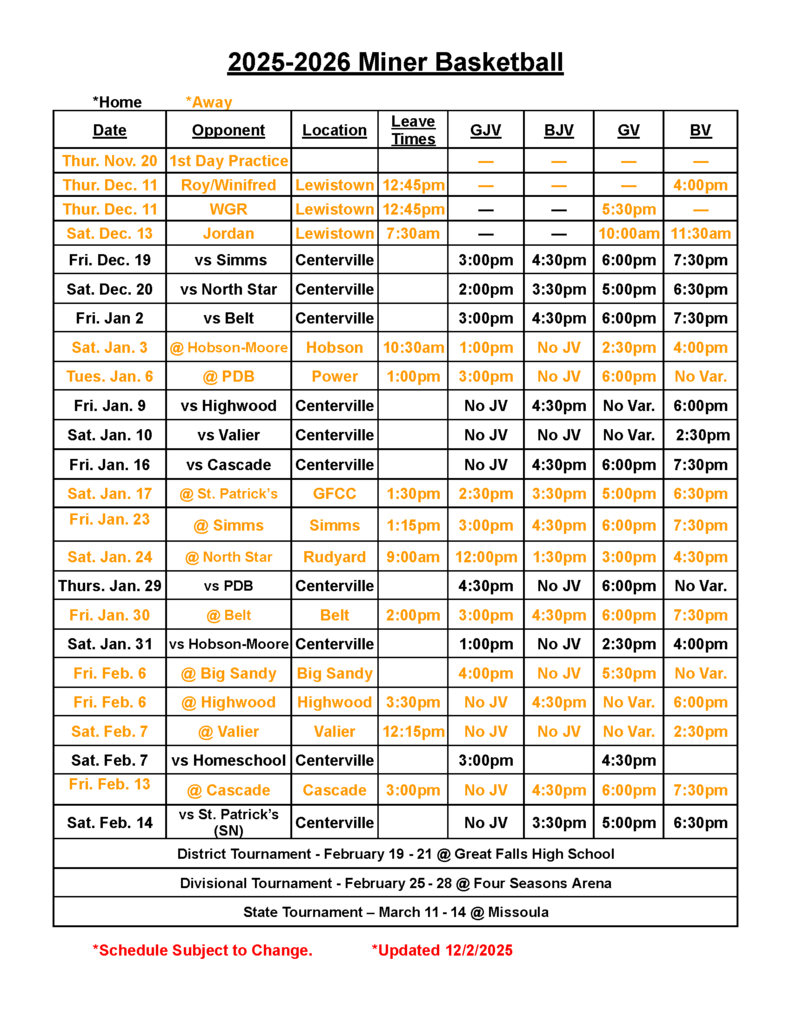 basketball schedule