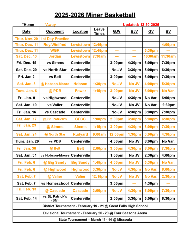 basketball schedule