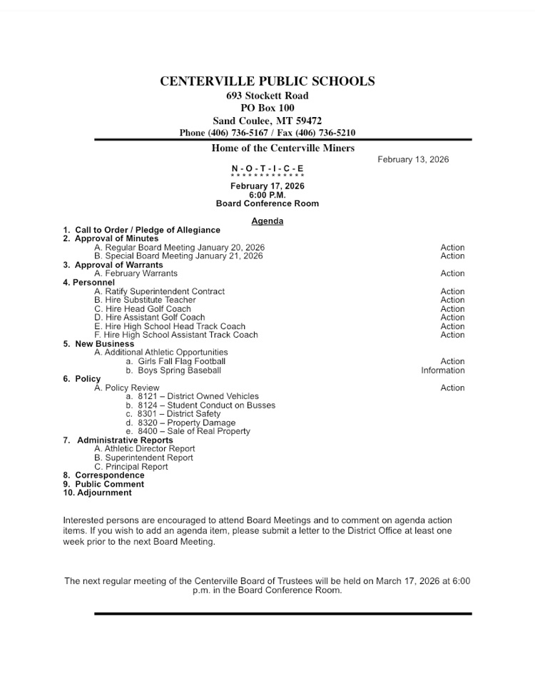 board meeting agenda