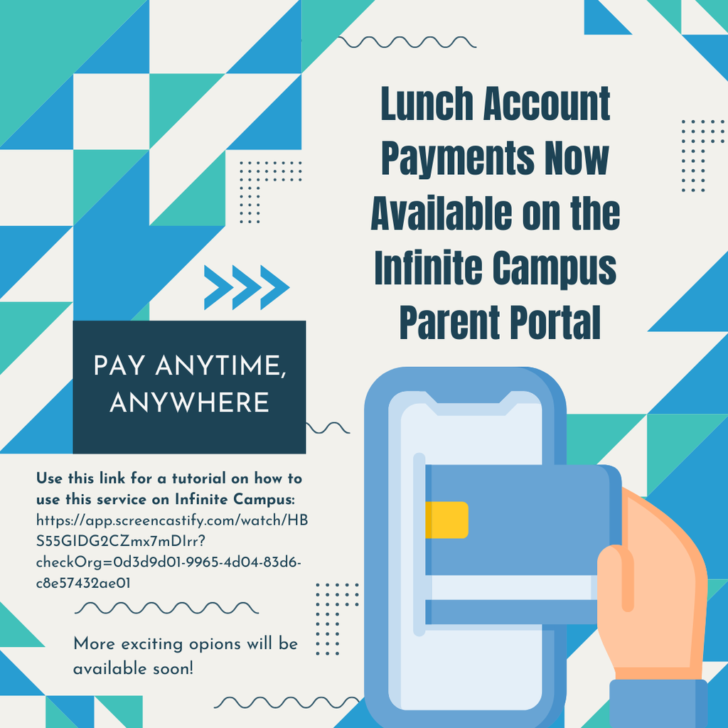 mobile phone, hand holding debit/credit card, geometric shapes